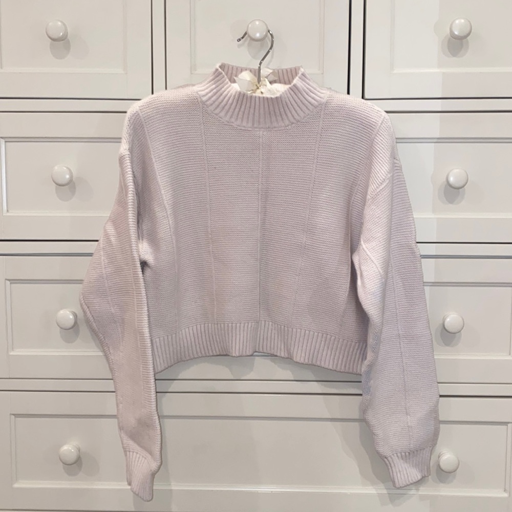 Mock neck oatmeal chunky crop top sweater!